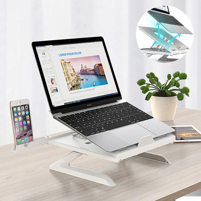 Adjustable Aluminum Laptop Stand – Folding, Portable & Multifunctional