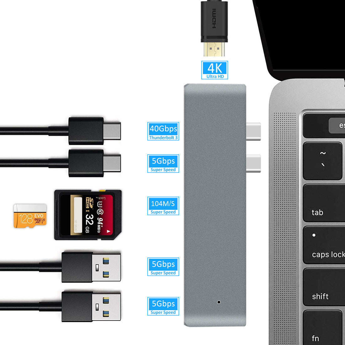 USB-C Hub Docking Station – All-in-One Type-C Adapter for Laptops & Tablets