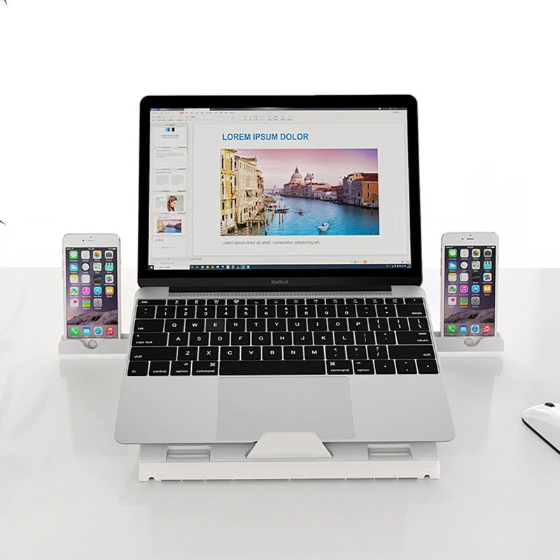 Adjustable Aluminum Laptop Stand – Folding, Portable & Multifunctional