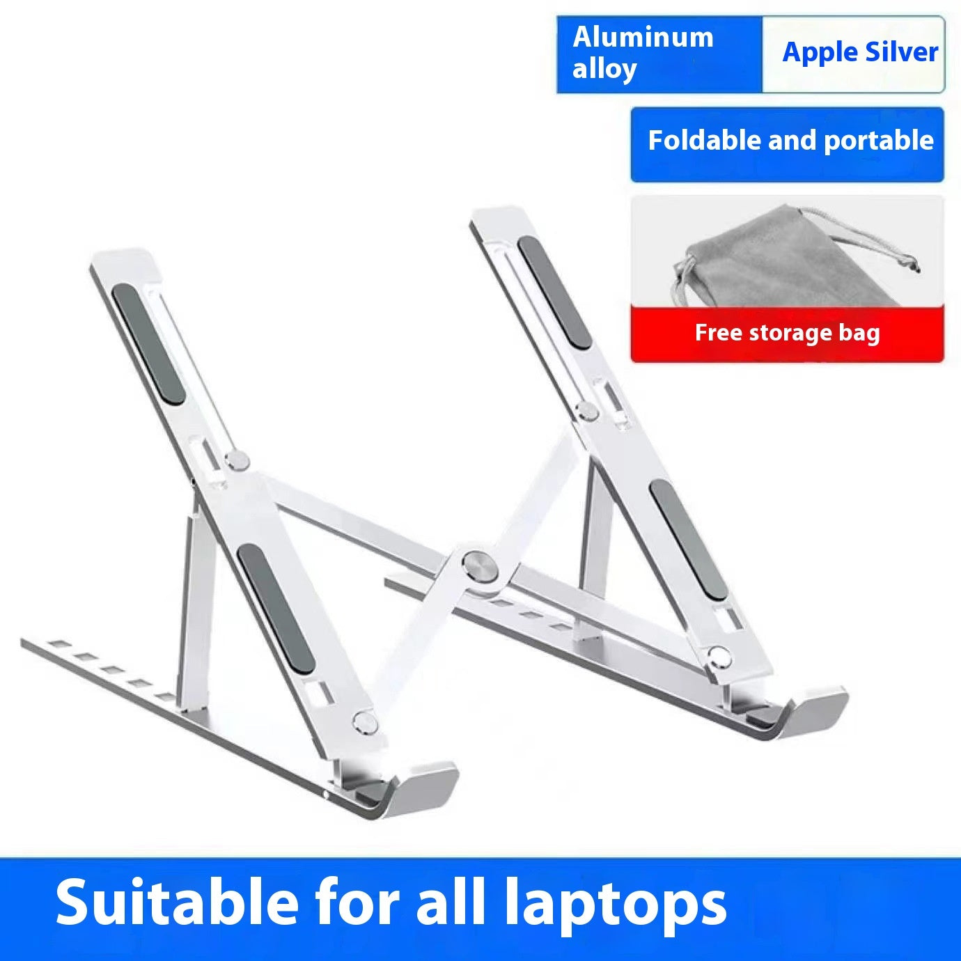 N3 Aluminum Laptop Stand – Folding, Cooling & Adjustable for Laptop or Tablet